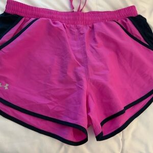 Under Armour Pink and Black Athletic Shorts with Moisture-Wicking Fabric